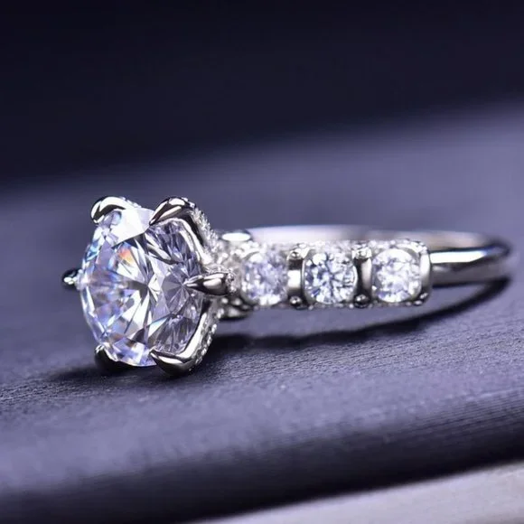 Certified 3ct. t.w. Moissanite Diamond Luxury Wedding Engagement Ring NEW - Picture 7 of 16